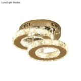 Modern Led Corridor Semi - Light Fixture In Stainless Steel With Clear Crystal Blocks - Ceiling