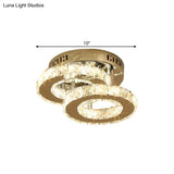 Modern Led Corridor Semi - Light Fixture In Stainless Steel With Clear Crystal Blocks - Ceiling