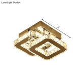 Modern Led Corridor Semi - Light Fixture In Stainless Steel With Clear Crystal Blocks - Ceiling