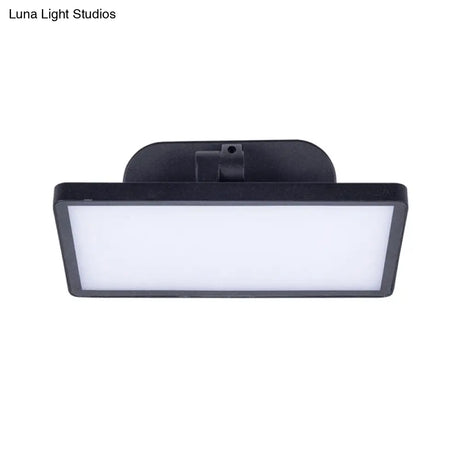 Modern Led Courtyard Wall Sconce In Black Metal With Quadrilateral Design
