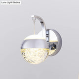 Modern Led Crystal Ball Wall Sconce In Gold/Chrome For Bedroom Lighting