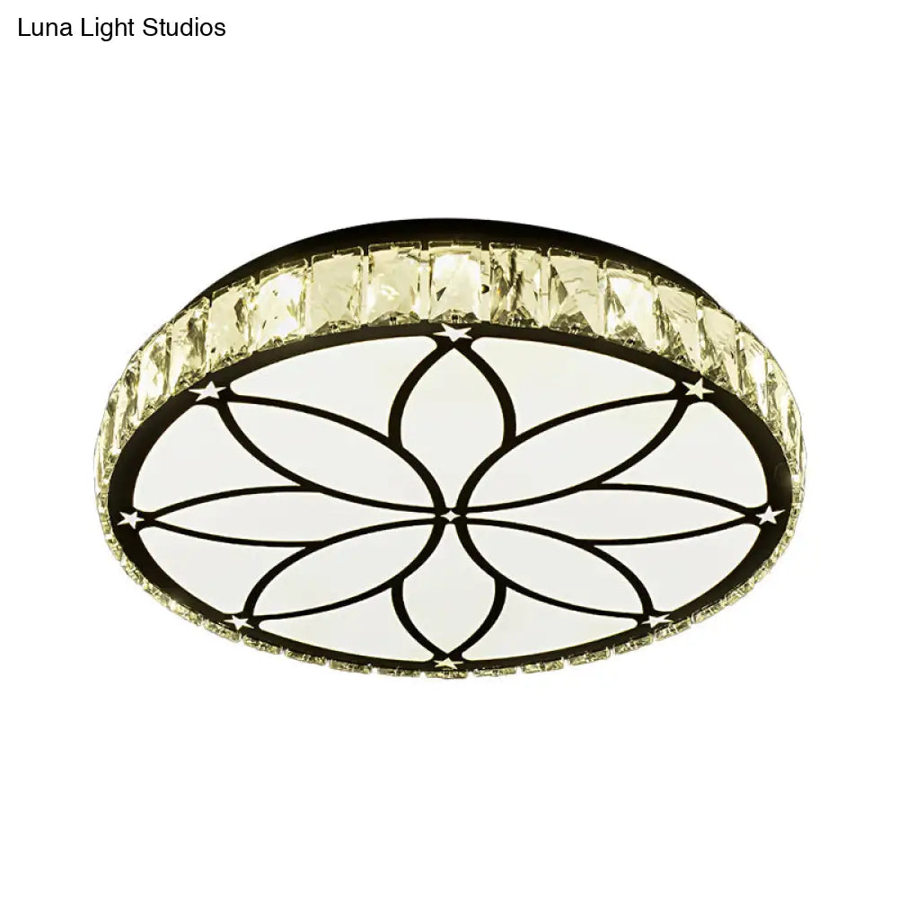 Modern Led Crystal Block Ceiling Light With Bloom Pattern In White
