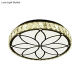Modern Led Crystal Block Ceiling Light With Bloom Pattern In White