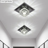 Modern Led Crystal Block Flush Ceiling Light Fixture - Small Corridor