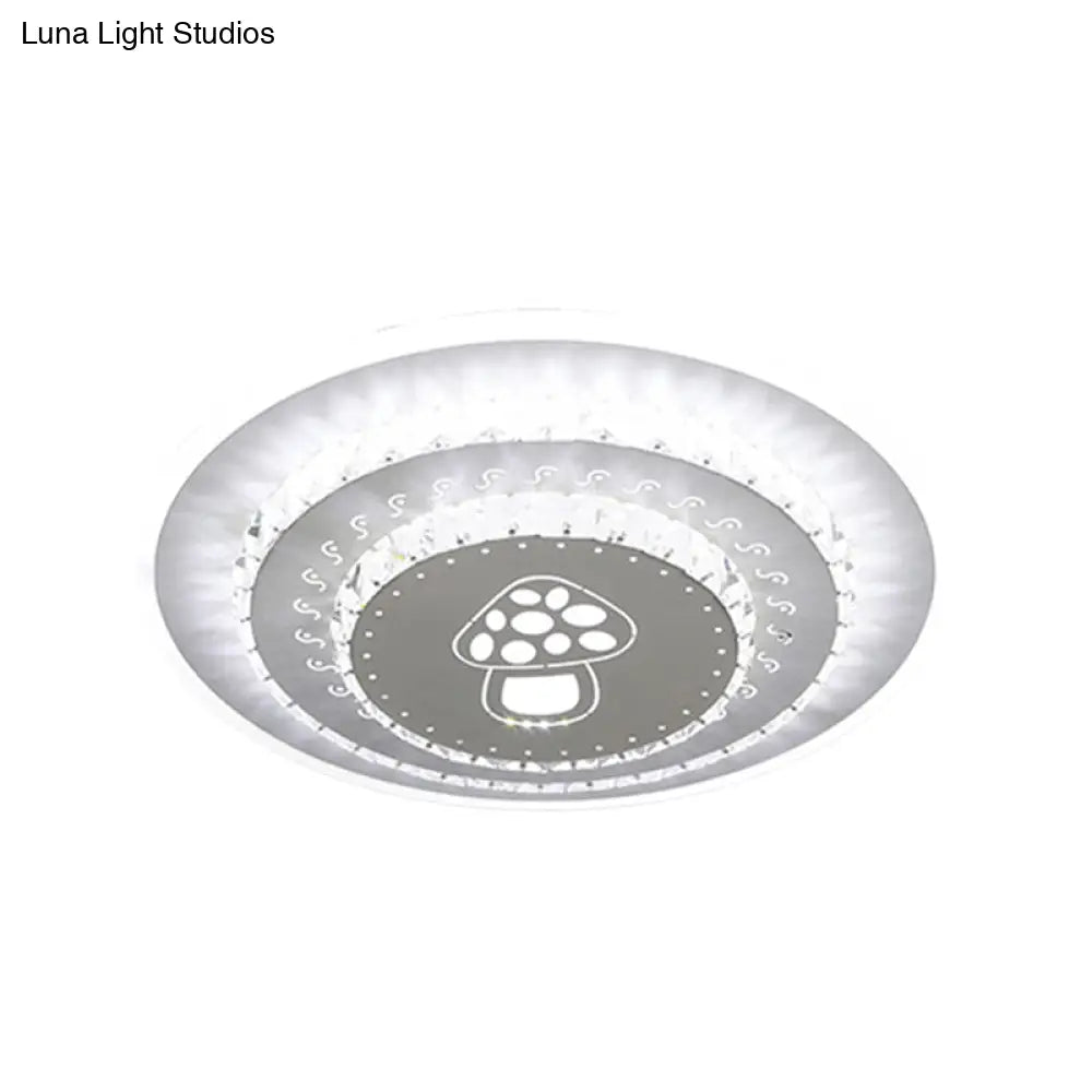 Modern Led Crystal Block Flush Mount Light Fixture With Rhombus/Cobble/Loving Heart Patterns In