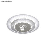 Modern Led Crystal Block Flush Mount Light Fixture With Rhombus/Cobble/Loving Heart Patterns In