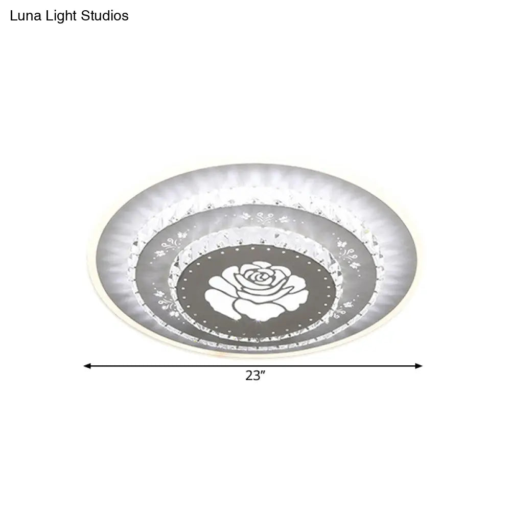 Modern Led Crystal Block Flush Mount Light Fixture With Rhombus/Cobble/Loving Heart Patterns In