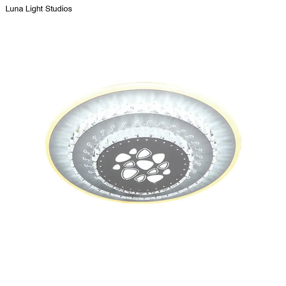 Modern Led Crystal Block Flush Mount Light Fixture With Rhombus/Cobble/Loving Heart Patterns In