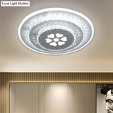 Modern Led Crystal Block Flush Mount Light Fixture With Rhombus/Cobble/Loving Heart Patterns In