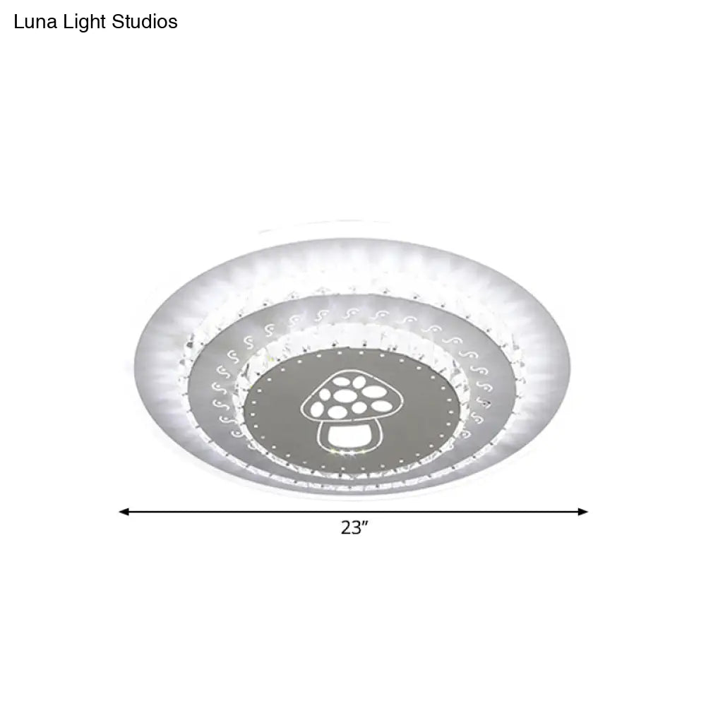 Modern Led Crystal Block Flush Mount Light Fixture With Rhombus/Cobble/Loving Heart Patterns In