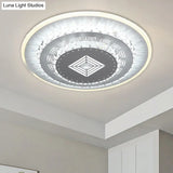 Modern Led Crystal Block Flush Mount Light Fixture With Rhombus/Cobble/Loving Heart Patterns In