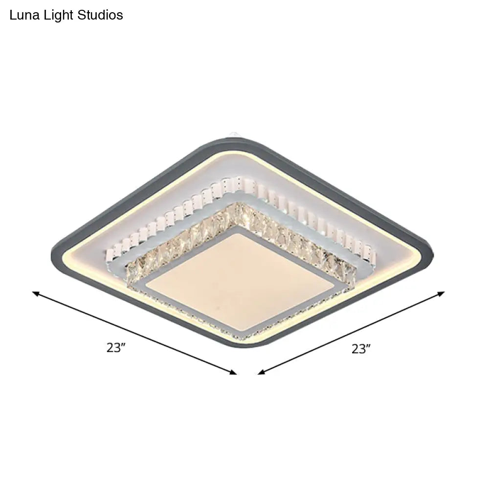 Modern Led Crystal Ceiling Light Fixture - Square/Rectangle Design (Black/White)