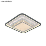 Modern Led Crystal Ceiling Light Fixture - Square/Rectangle Design (Black/White)