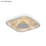 Modern Led Crystal Ceiling Light For Study Room - Square Flush Mount In White/Black