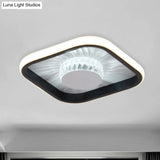 Modern Led Crystal Ceiling Light For Study Room - Square Flush Mount In White/Black