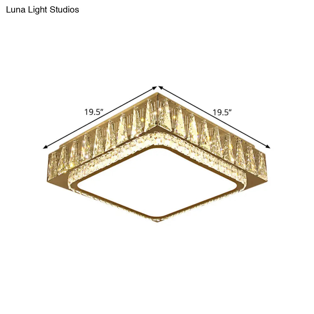 Modern Led Crystal Ceiling Light With Stainless Steel Finish