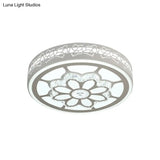 Modern Led Crystal Ceiling Light With Unique Side Design – Star/Flower Flush Mount In White