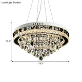 Modern Led Crystal Cone Chandelier – Chrome Downlight Pendant For Sitting Room