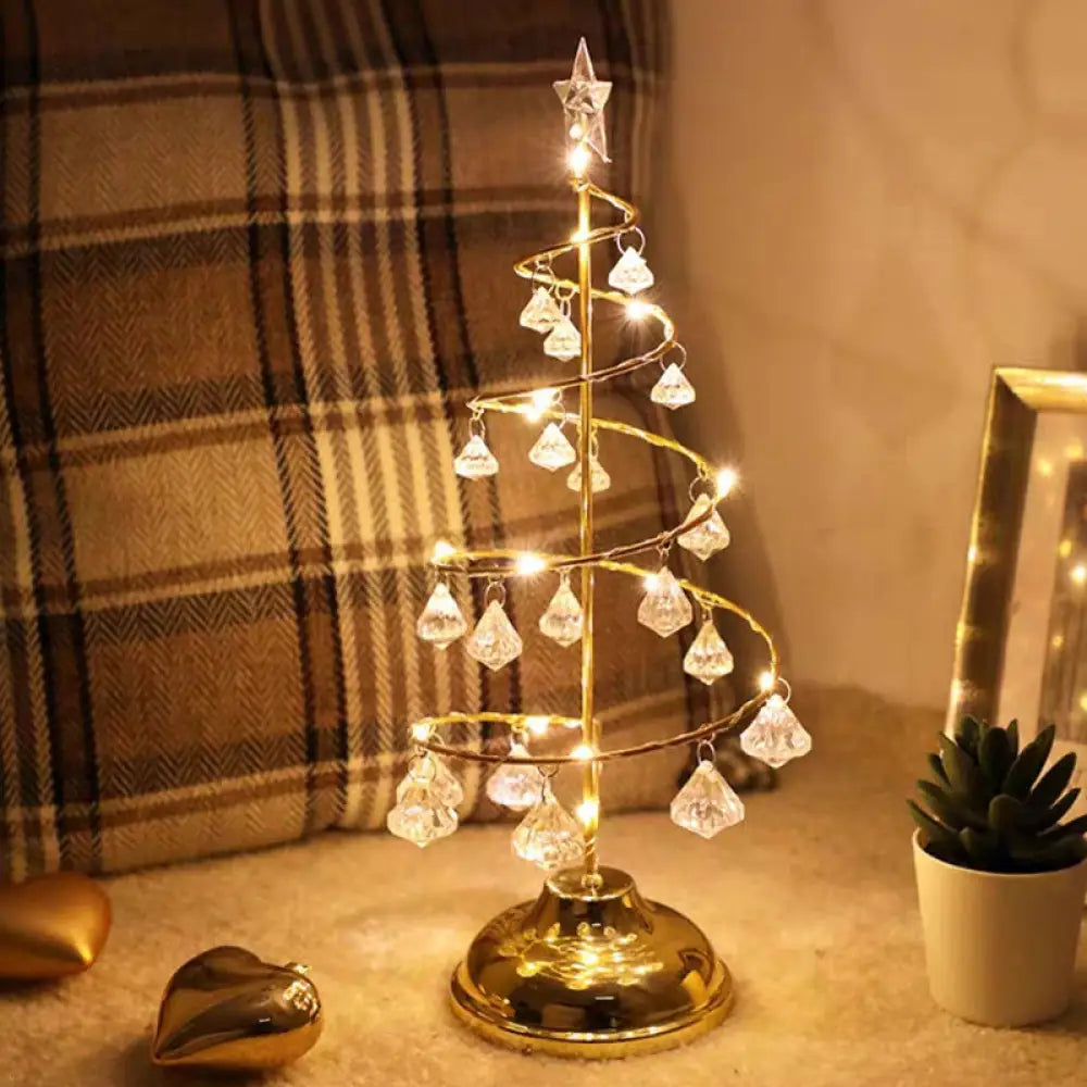 Modern Led Crystal Desk Lamp: Silver/Gold Christmas Tree Design For Bedroom Gold