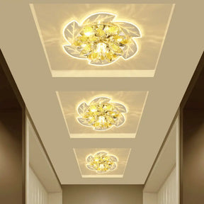 Modern Led Crystal Flower Ceiling Light Flush Mount Clear