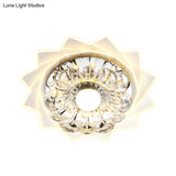 Modern Led Crystal Flower Flushmount Light - Warm/White Corridor Ceiling Fixture