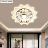 Modern Led Crystal Flower Flushmount Light - Warm/White Corridor Ceiling Fixture