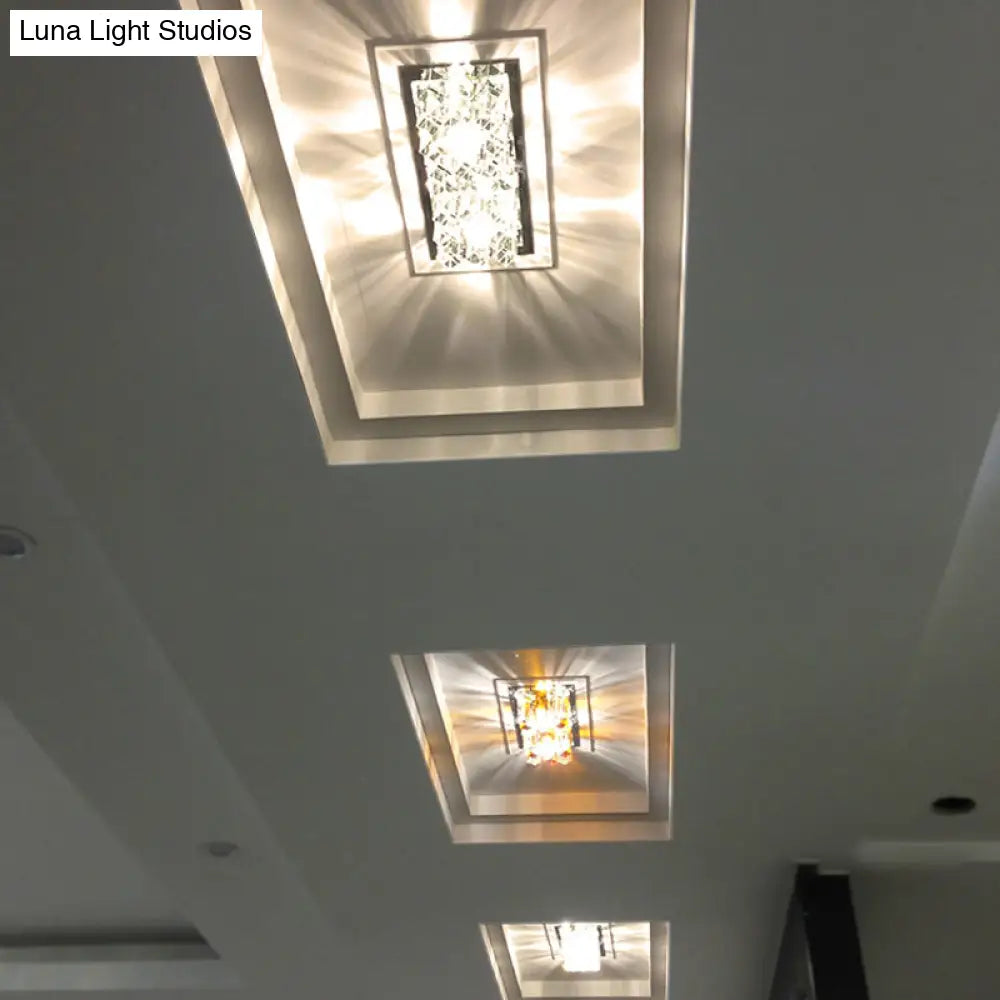 Modern Led Crystal Flush Ceiling Light Fixture - Rectangular Corridor