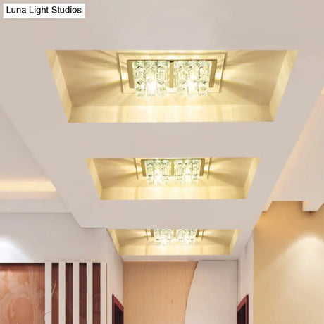 Modern Led Crystal Flush Ceiling Light Fixture - Rectangular Corridor