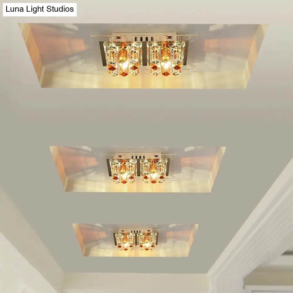 Modern Led Crystal Flush Ceiling Light Fixture - Rectangular Corridor