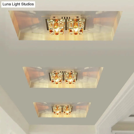 Modern Led Crystal Flush Ceiling Light Fixture - Rectangular Corridor