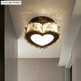 Modern Led Crystal Flush Light For Hallways With Chrome Finish
