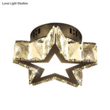 Modern Led Crystal Flush Light For Hallways With Chrome Finish