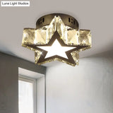 Modern Led Crystal Flush Light For Hallways With Chrome Finish