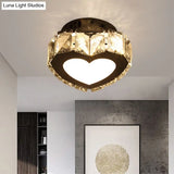 Modern Led Crystal Flush Light For Hallways With Chrome Finish