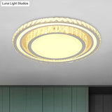 Modern Led Crystal Flush Mount Ceiling Lamp In White