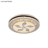 Modern Led Crystal Flush Mount Ceiling Lamp With Faceted Design - Chrome Finish