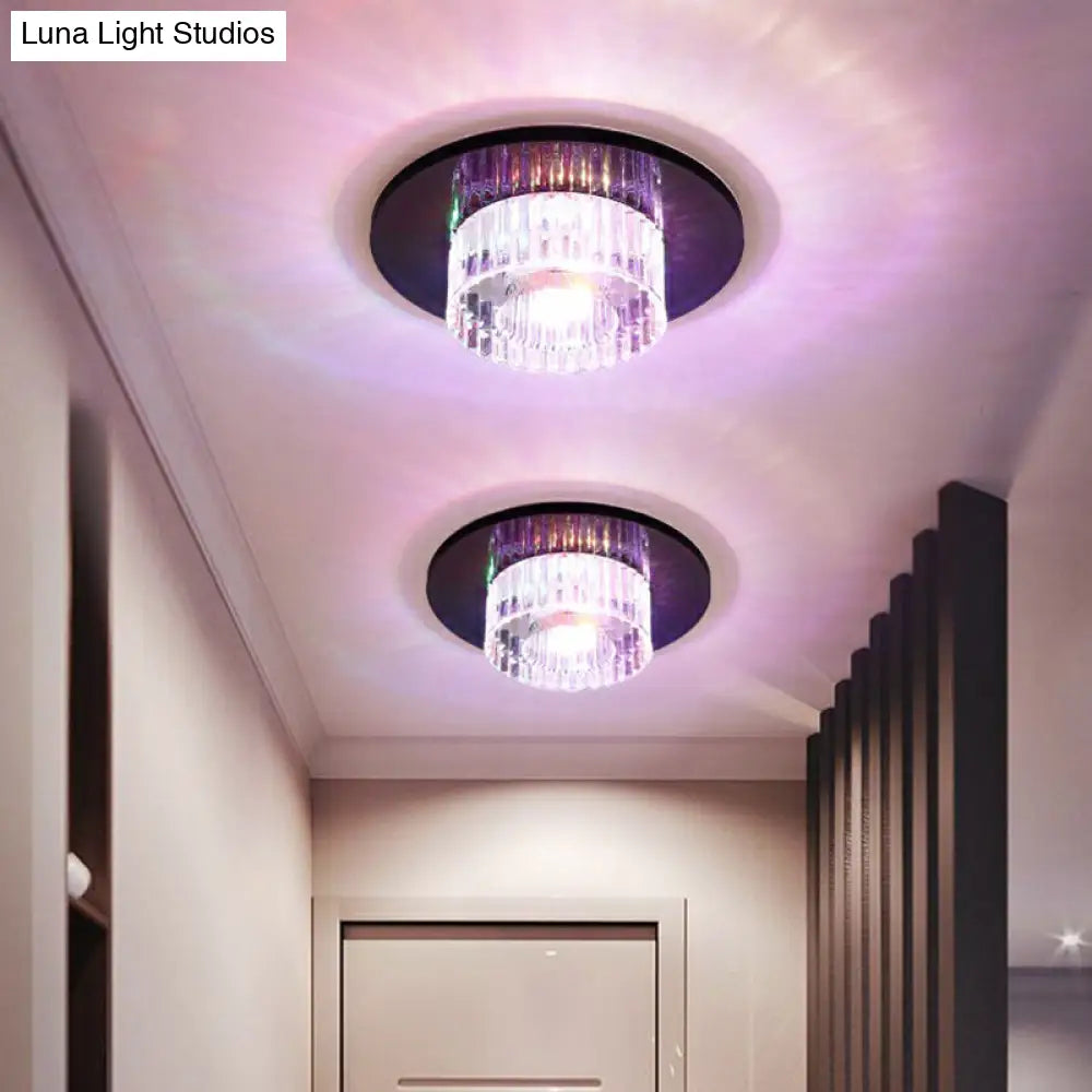 Modern Led Crystal Flush Mount Ceiling Light For Corridors