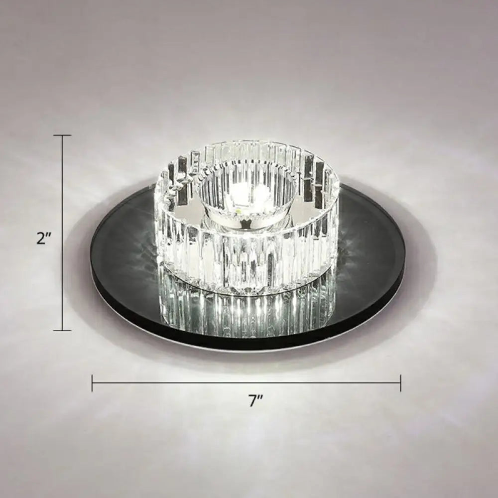 Modern Led Crystal Flush Mount Ceiling Light For Corridors Black / White
