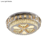 Modern Led Crystal Flush Mount Ceiling Light In Chrome With Diamond Design