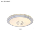 Modern Led Crystal Flush Mount Ceiling Light In White For Living Room