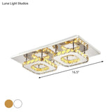 Modern Led Crystal Flush Mount Ceiling Light With Beveled Square Design For Corridor Chrome Finish