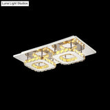 Modern Led Crystal Flush Mount Ceiling Light With Beveled Square Design For Corridor Chrome Finish