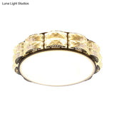 Modern Led Crystal Flush Mount Spotlight In Black/White - Round/Square Corridor Lighting