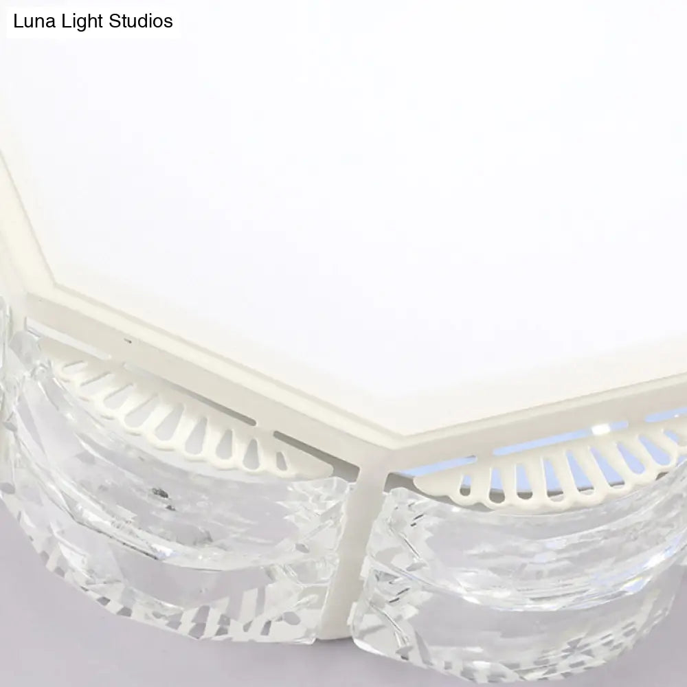 Modern Led Crystal Flush Mount Spotlight In Black/White - Round/Square Corridor Lighting