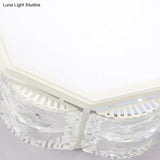 Modern Led Crystal Flush Mount Spotlight In Black/White - Round/Square Corridor Lighting