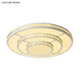 Modern Led Crystal Geometry Ceiling Lamp - White Flush Mount Light With 3 - Tier Design