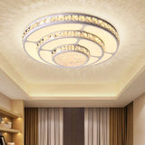 Modern Led Crystal Geometry Ceiling Lamp - White Flush Mount Light With 3 - Tier Design / Small