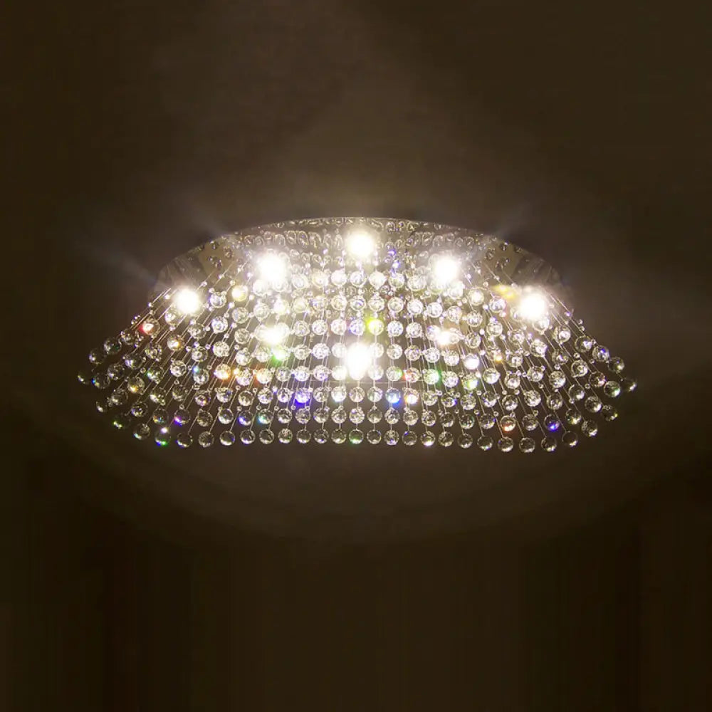 Modern Led Crystal Orb Ceiling Light In Chrome Finish For Bedrooms
