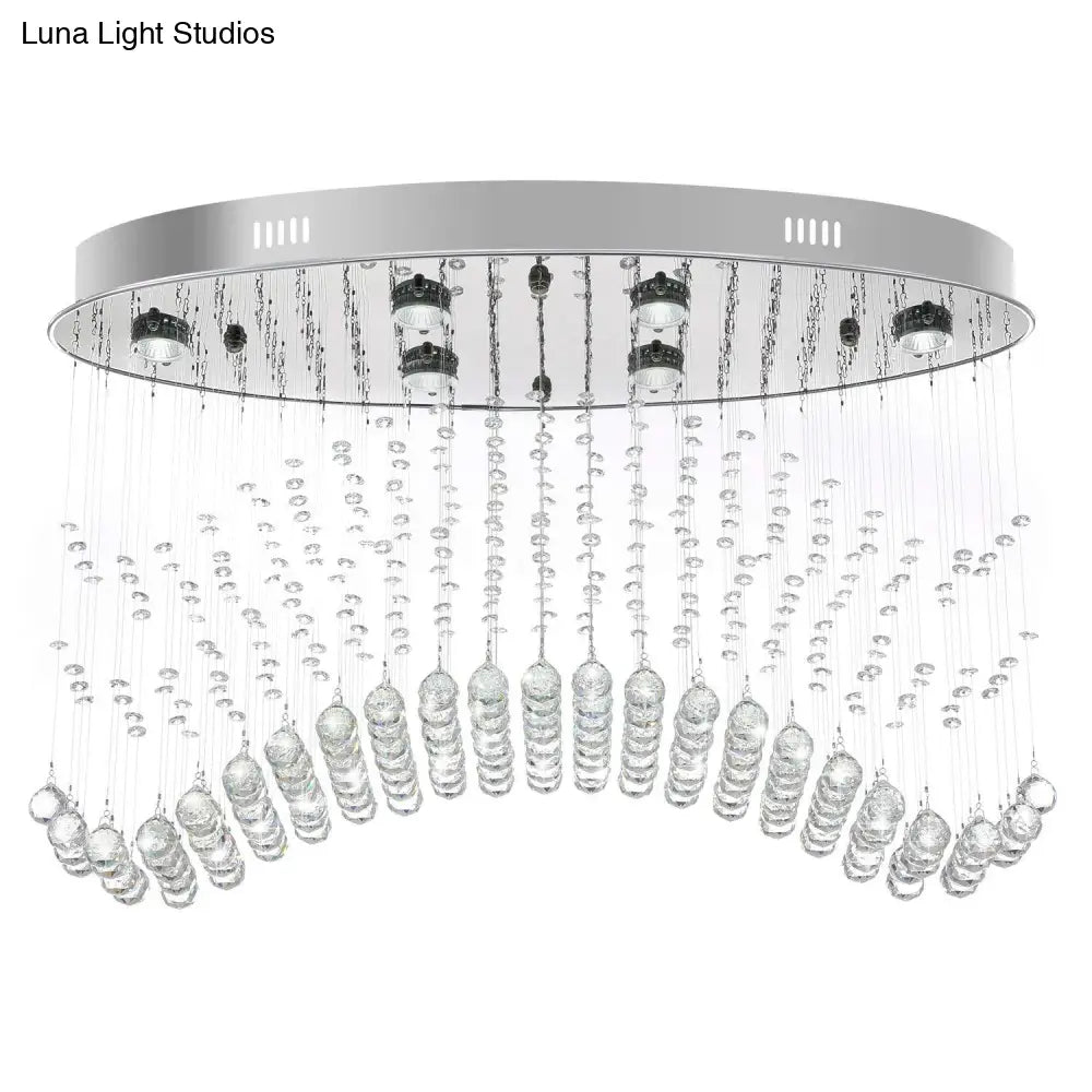 Modern Led Crystal Orb Ceiling Light In Chrome Finish For Bedrooms