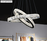Modern Led Crystal Pendant Lamp: 2-Tier Circular Carousel Design Minimalistic Prismatic Ideal For